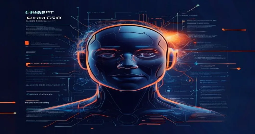 Abstract visualization of ChatGPT SEO ranking concept with AI networks, neural connections, and web content sources converging