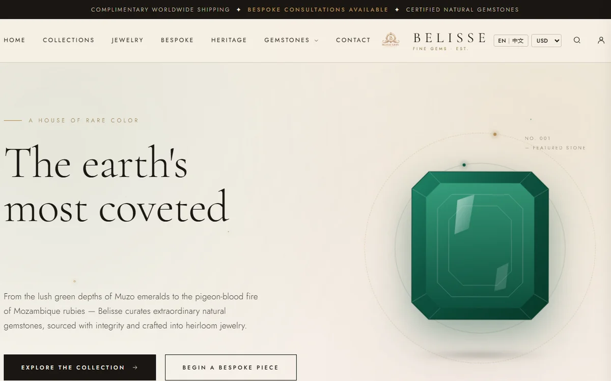 Belisse Gems Luxury Jewelry Website — ithouse.tech Web Development