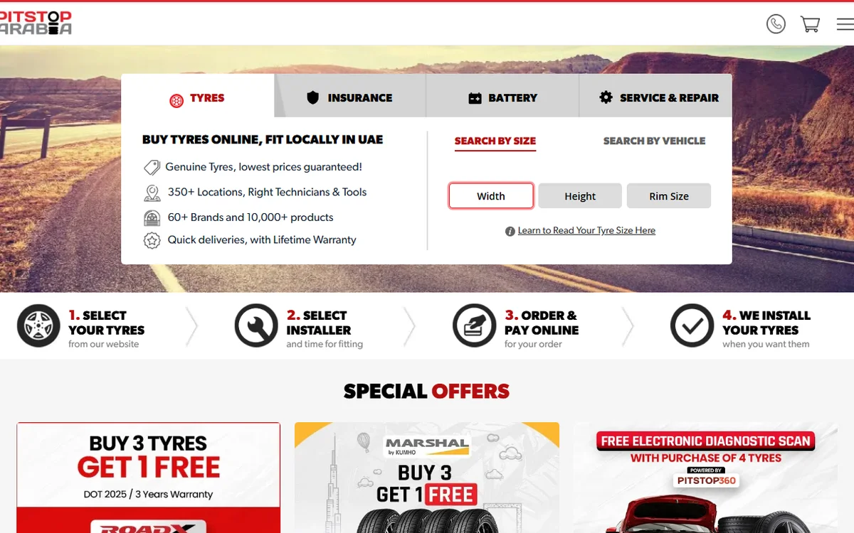 PitstopArabia website homepage — ithouse.tech E-Commerce SEO Campaign Dubai UAE